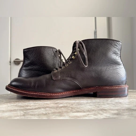 ALDEN  X Unionmade Boots Dark Brown Calfskin Lace Up Ankle 13 BD Plain Toe - Picture 5 of 10